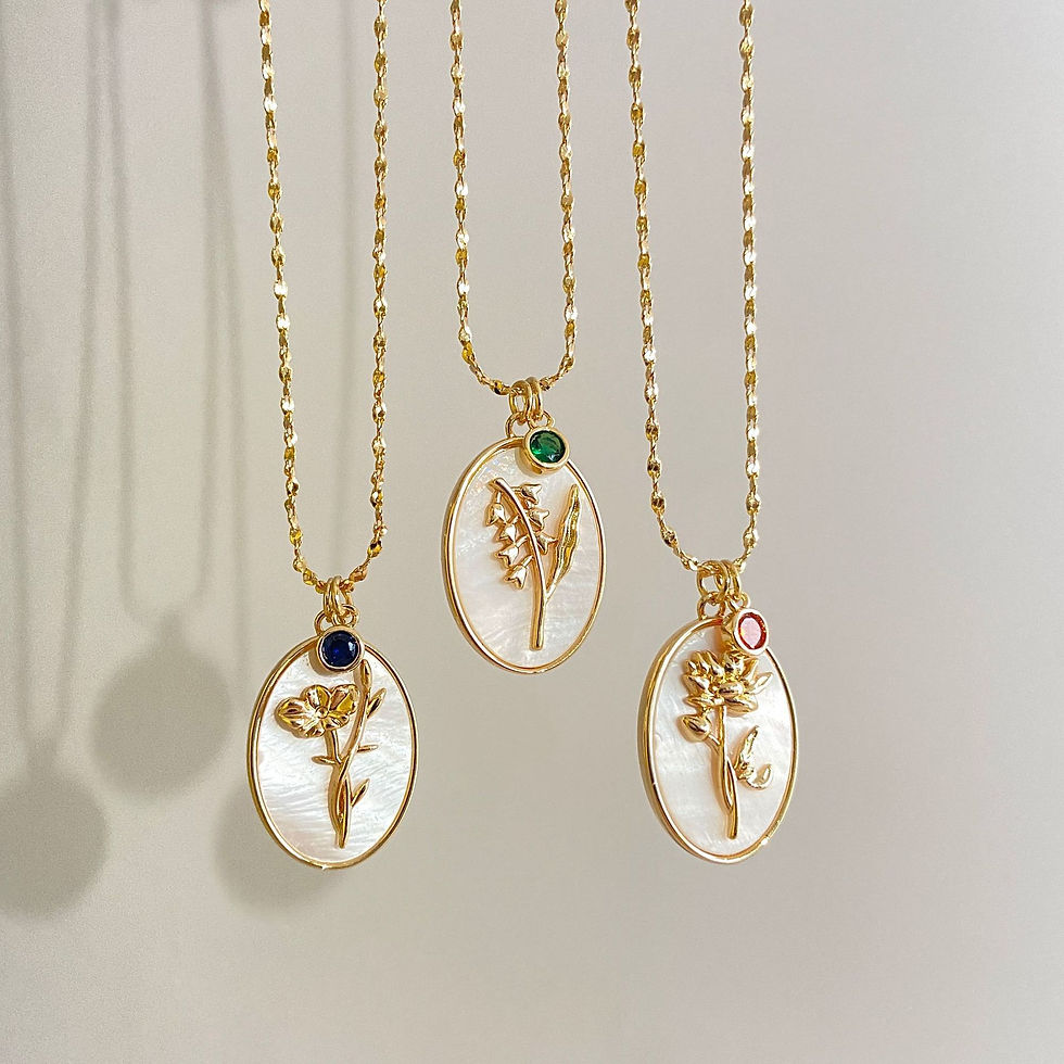 Miniatura: December Flower Necklace Stereo Flower Oval Shellfish Pendant Birthstone Month 