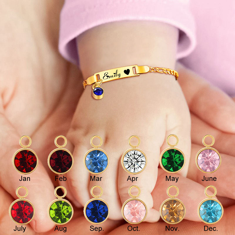 Miniatura: DIY Name Birthstone Bracelet Personalized Stainless Steel English Letters Child