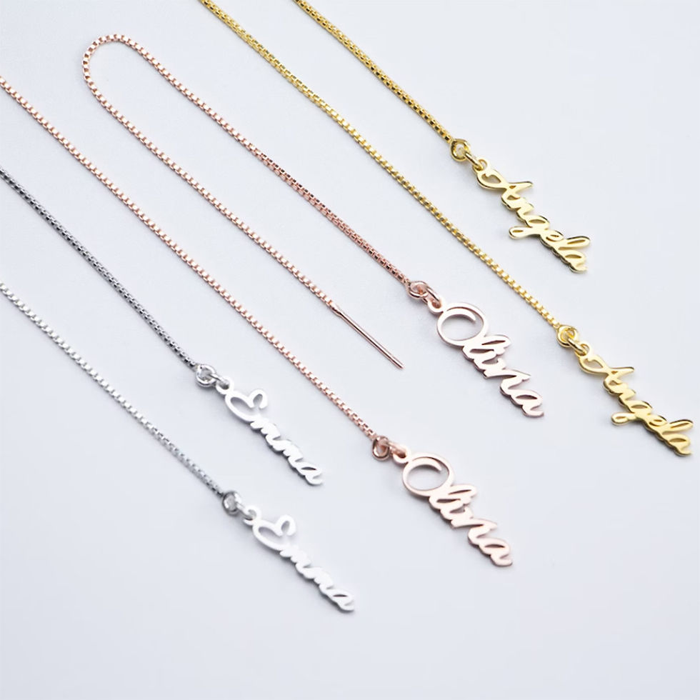 Miniatura: English Name Ear Wire Simple Custom Stainless Steel Long Earrings Ladies Gift T
