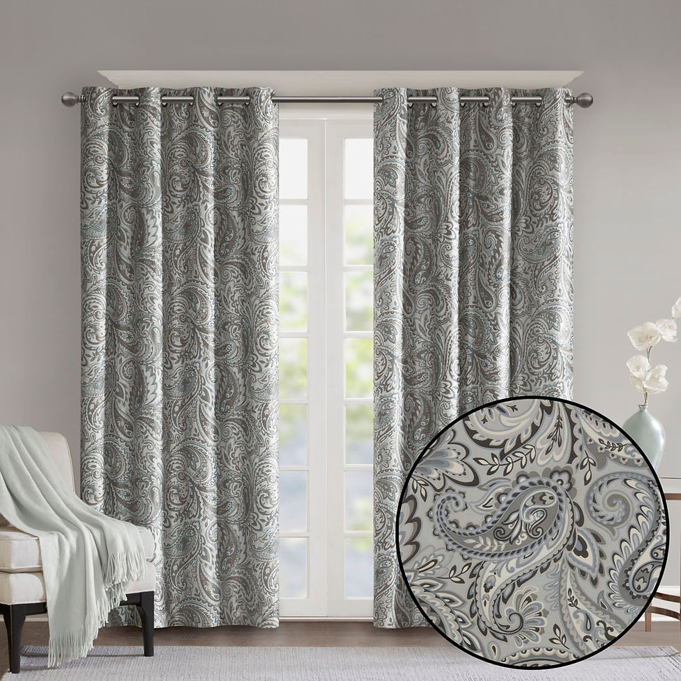 Miniatura: Paisley Printed Total Blackout Curtain Panel
