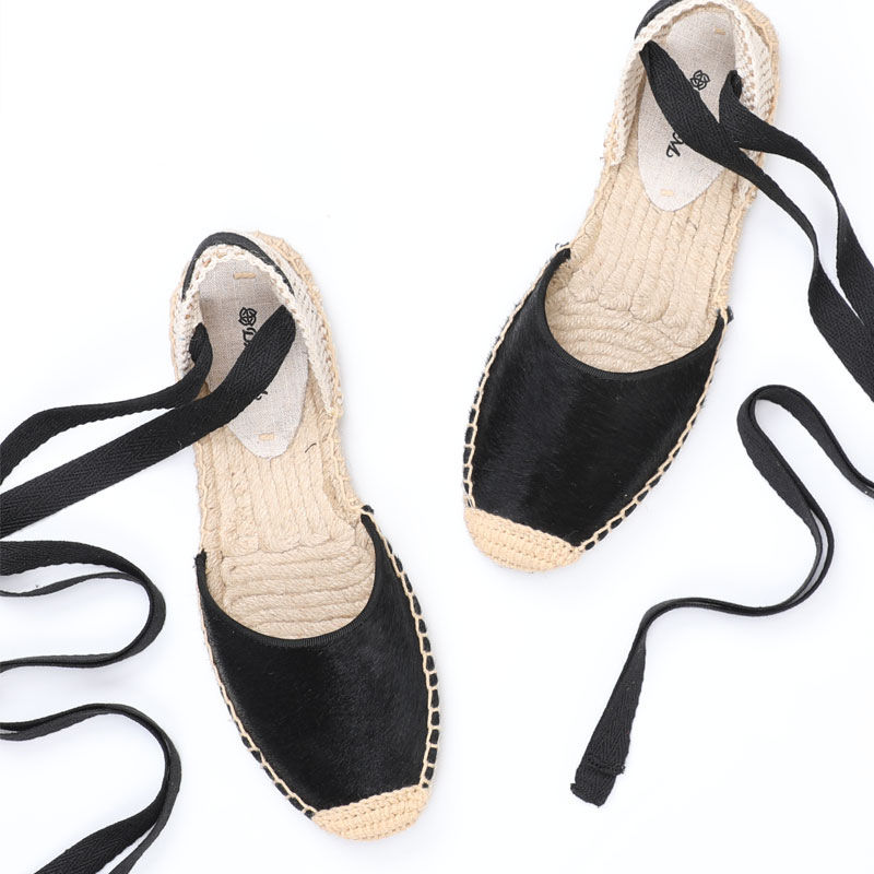 Miniatura: 2022 Latest Summer Round Toe Hemp Bottom Fisherman Shoes Back Lace-up Leather S