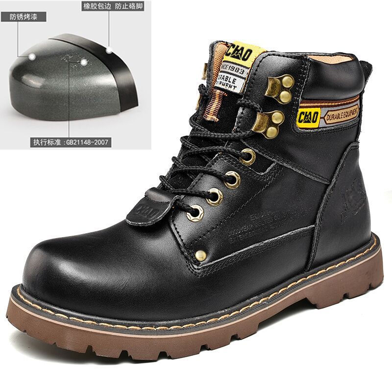 Miniatura: Tooling Men's Top Layer Cowhide Protective Shoes Outdoor Work Shoes Martin