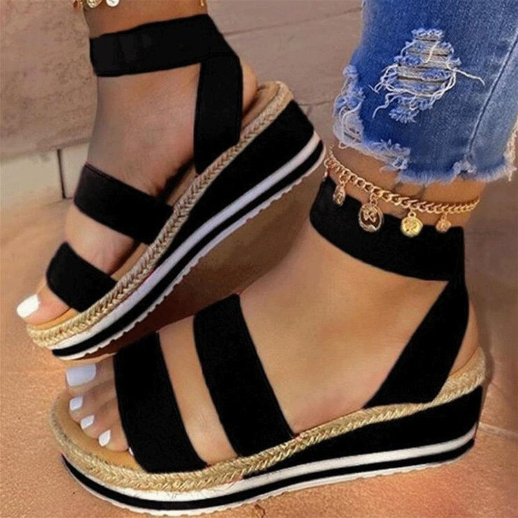 Miniatura: Women's Shoes Summer New Thick-soled Wedge Heel Color Matching Women'