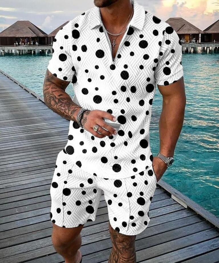 Miniatura: Cross-border Summer Foreign Trade Fashion Zipper Polo Shirt Suit Men's Cas