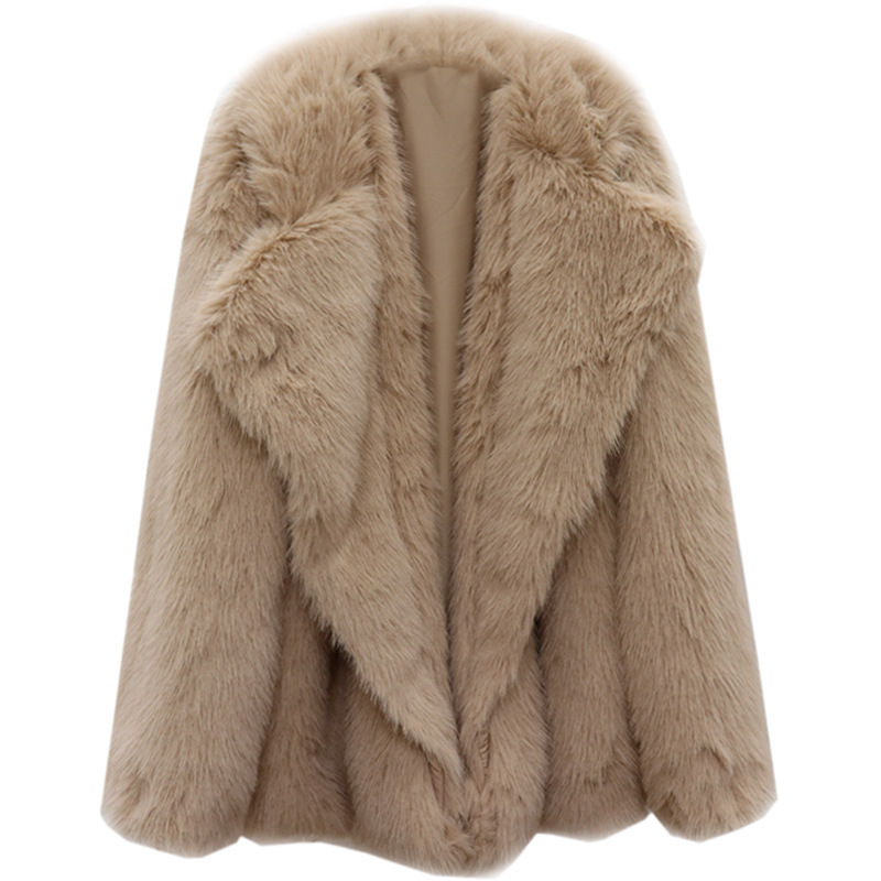 Miniatura: Fall/Winter Fox Fur Coat Elegant Socialite Mid-length Large Lapel Thickened Fau