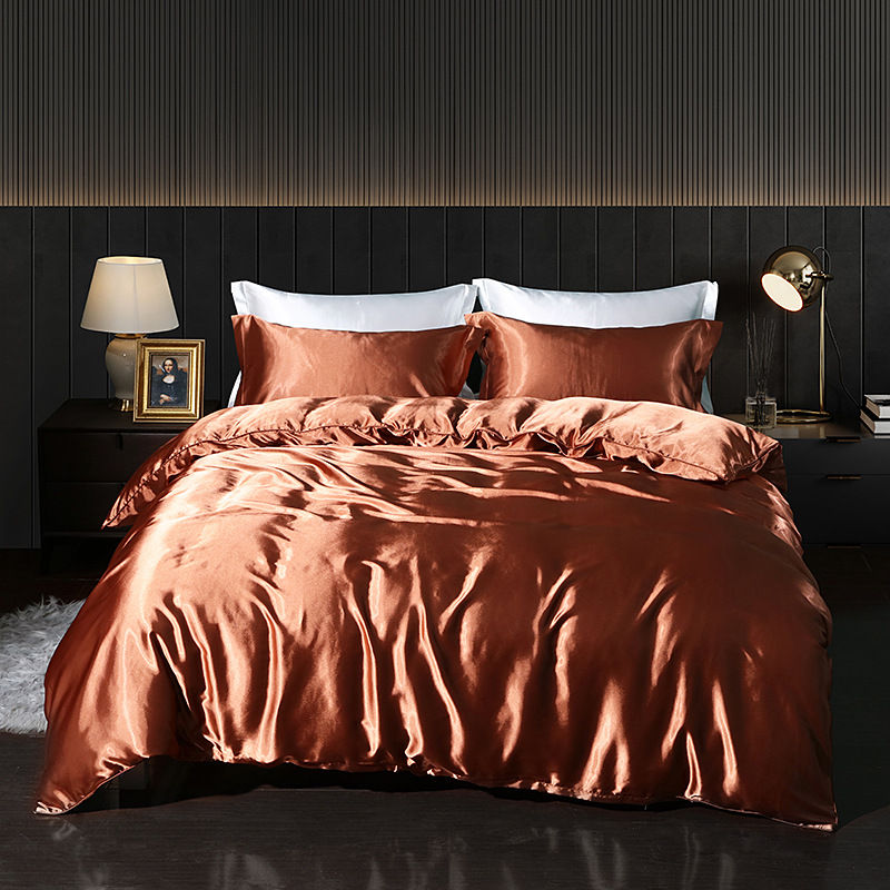 Miniatura: Solid Color European Double-sided Silk Four-piece Set Of Mulberry Silk Satin Be
