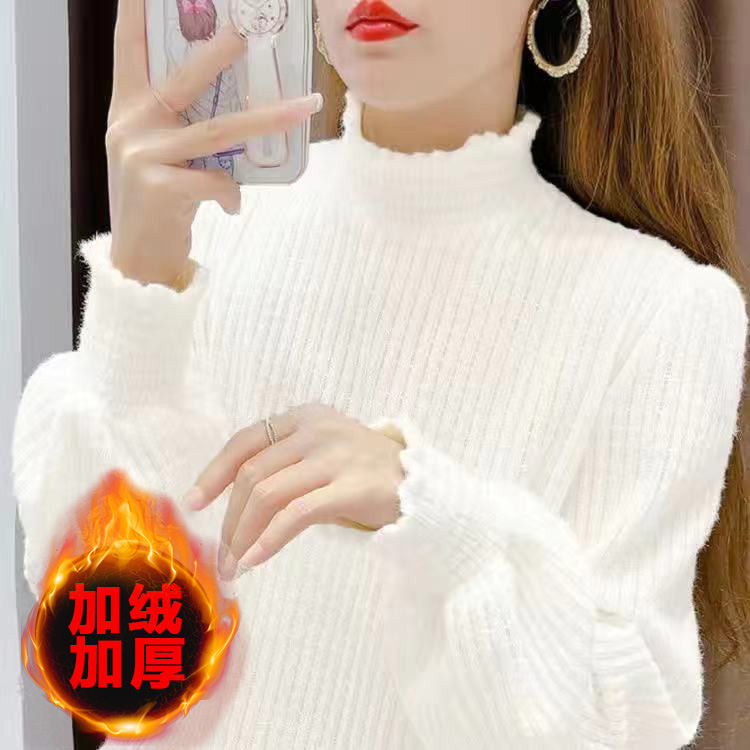 Miniatura: Brushed Lace Base Shirt Women's Autumn And Winter New Fleece-Lined Thicken