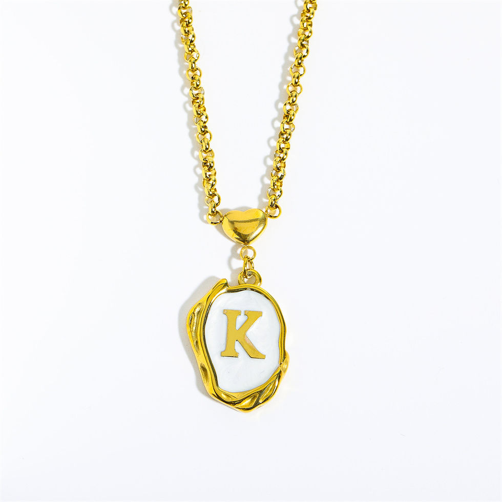 Miniatura: New 26 Letters Drop Oil Three-dimensional Stainless Steel Necklace 18K Gold-pla