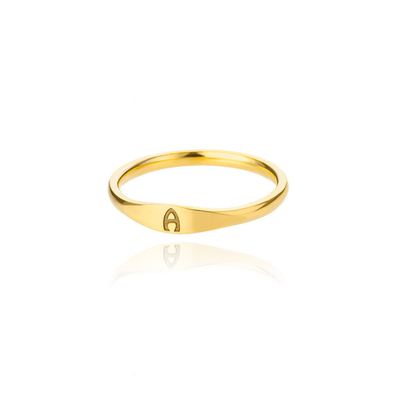 Miniatura: New Stainless Steel Gold 26 Letters Ring Fashion Simple Trend