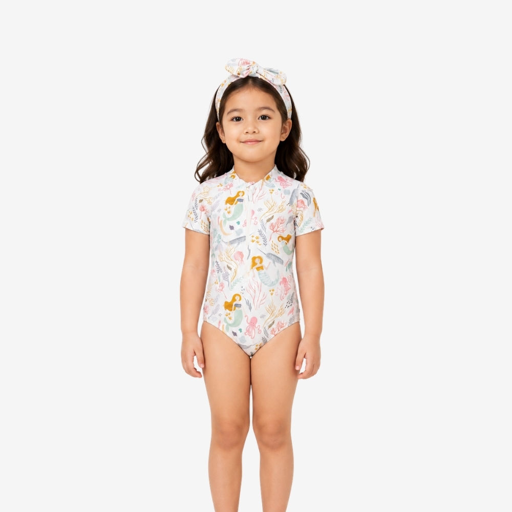 Little Paddler Maris Girls Short Sleeve One-Piece Swimsuit