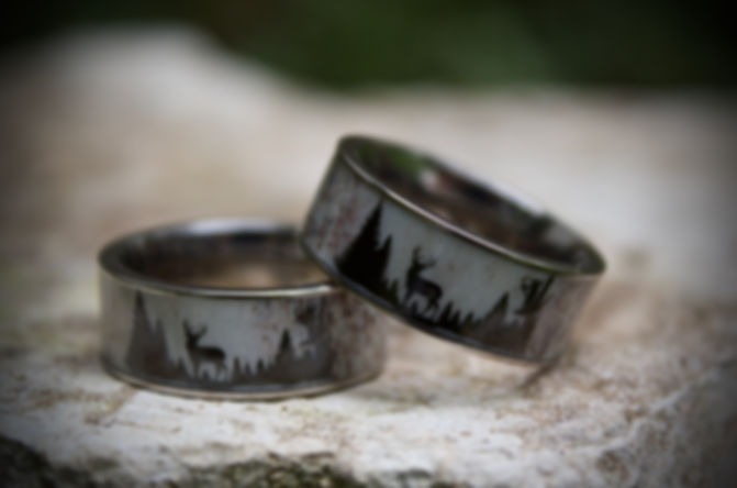 Men's hunting inspired wedding band by the Antlered Doe