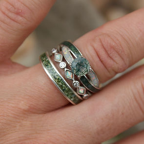 Moss agate wedding set by the Antlered Doe