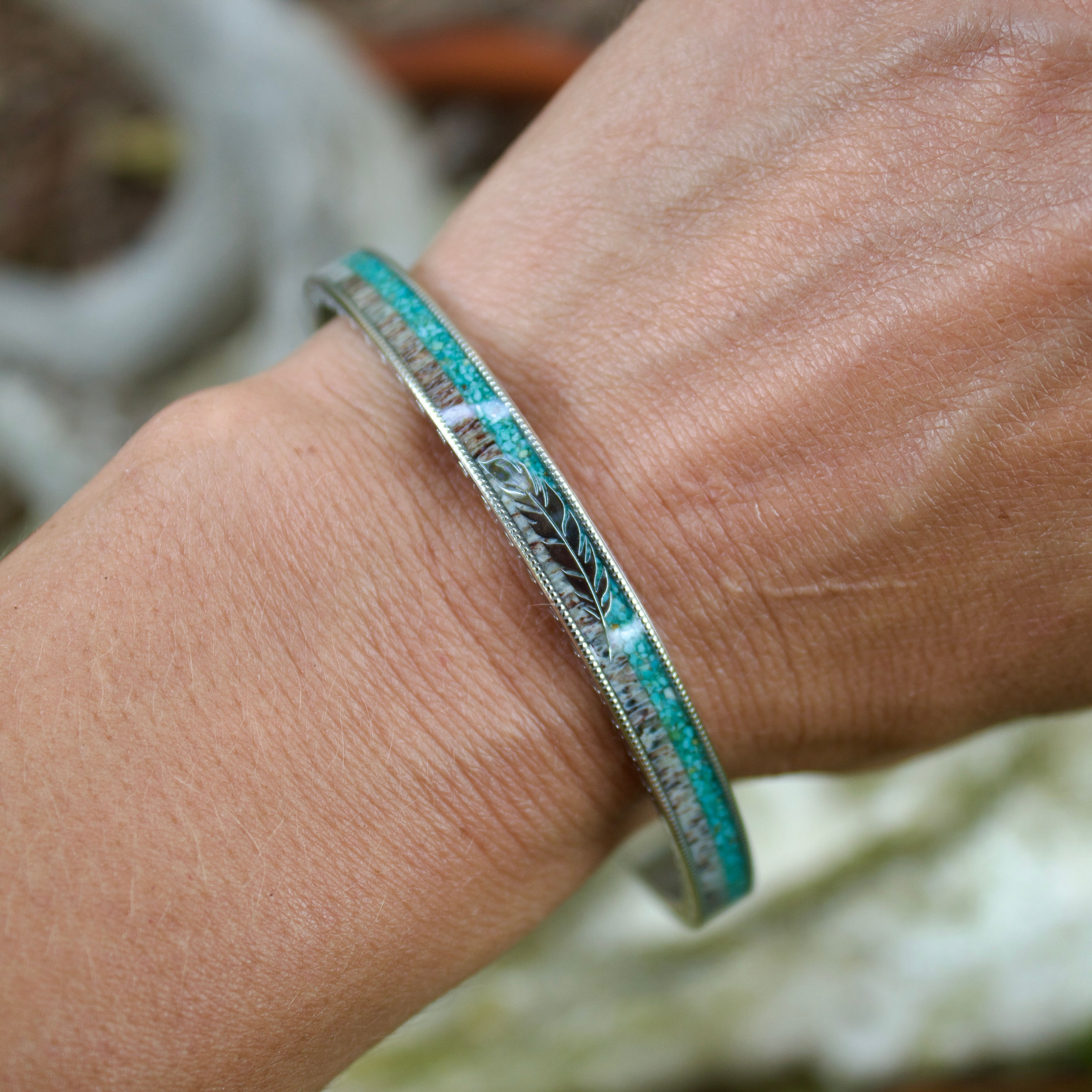 "Robin" - Turquoise and Antler Bracelet by The Antlered Doe
