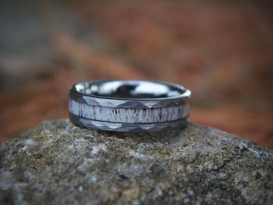 Gunmetal mens antler ring The Antlered Doe Mens wedding band