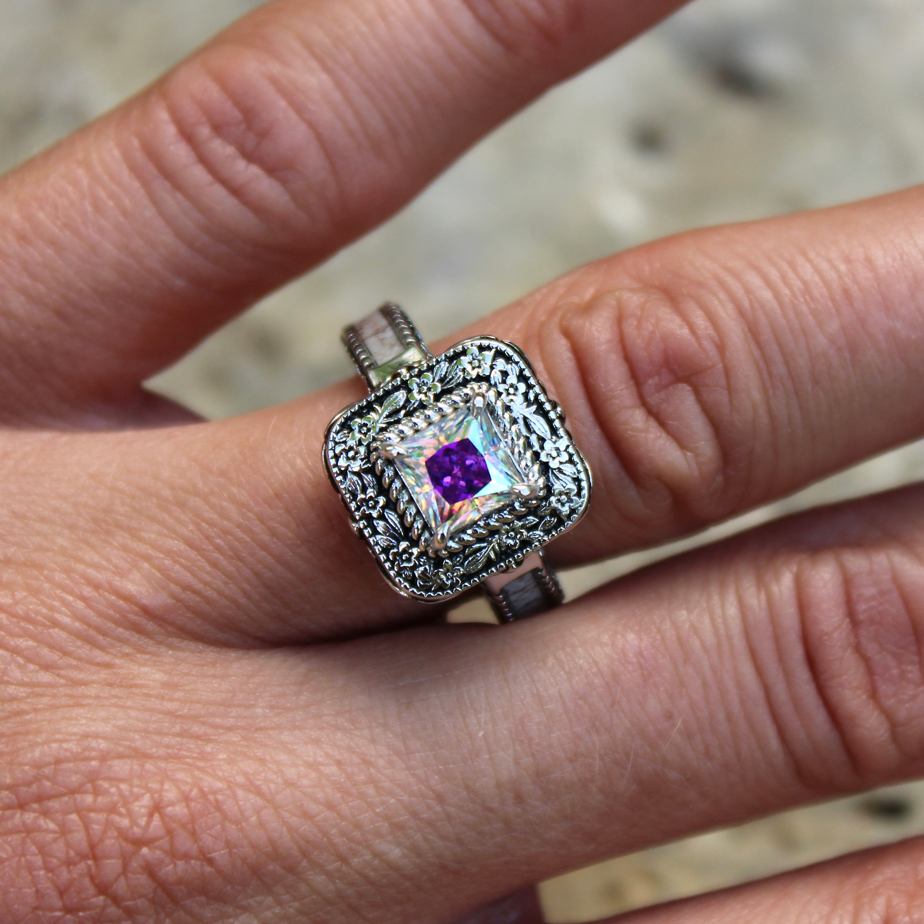 Esmeralda engagement ring in sterling silver, exclusive to The Antlered Doe