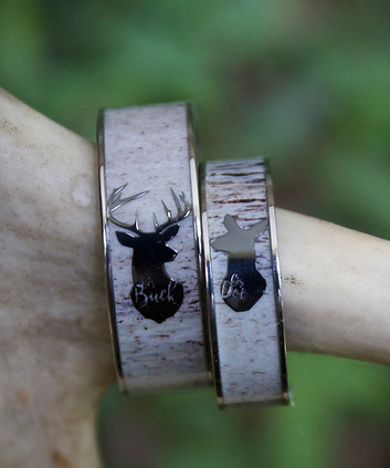 Her Buck His Doe antler ring set by the Antlered Doe