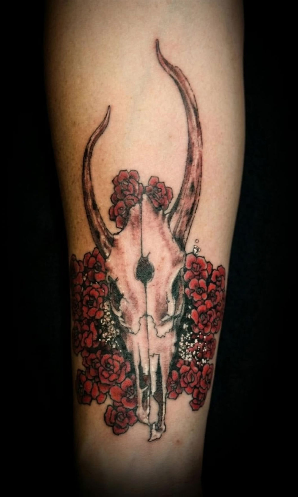 Crazyfox Tattoo Studio Occidenta CA Buffalo Skull Roses Tattoo