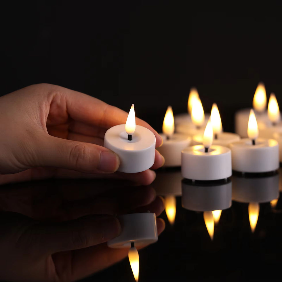 Thumbnail: LED tea light candles with realistic flame effect for wedding decoration..
