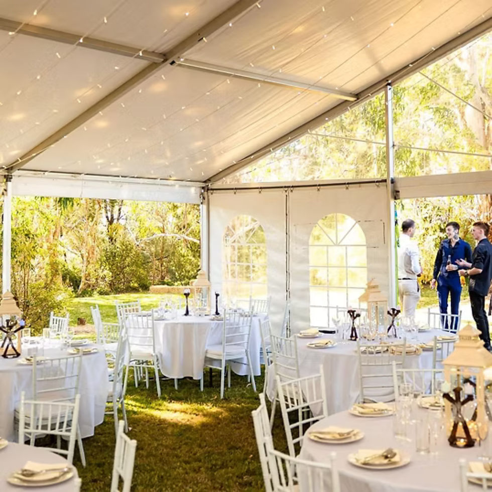 Round banquet guest tables for marquee weddings