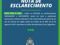 CÂMARA EMITE NOTA ESCLARECENDO APROVAÇÃO DE PROJETO QUE DEFINE LIMITE DE DIÁRIAS DE VEREADORES