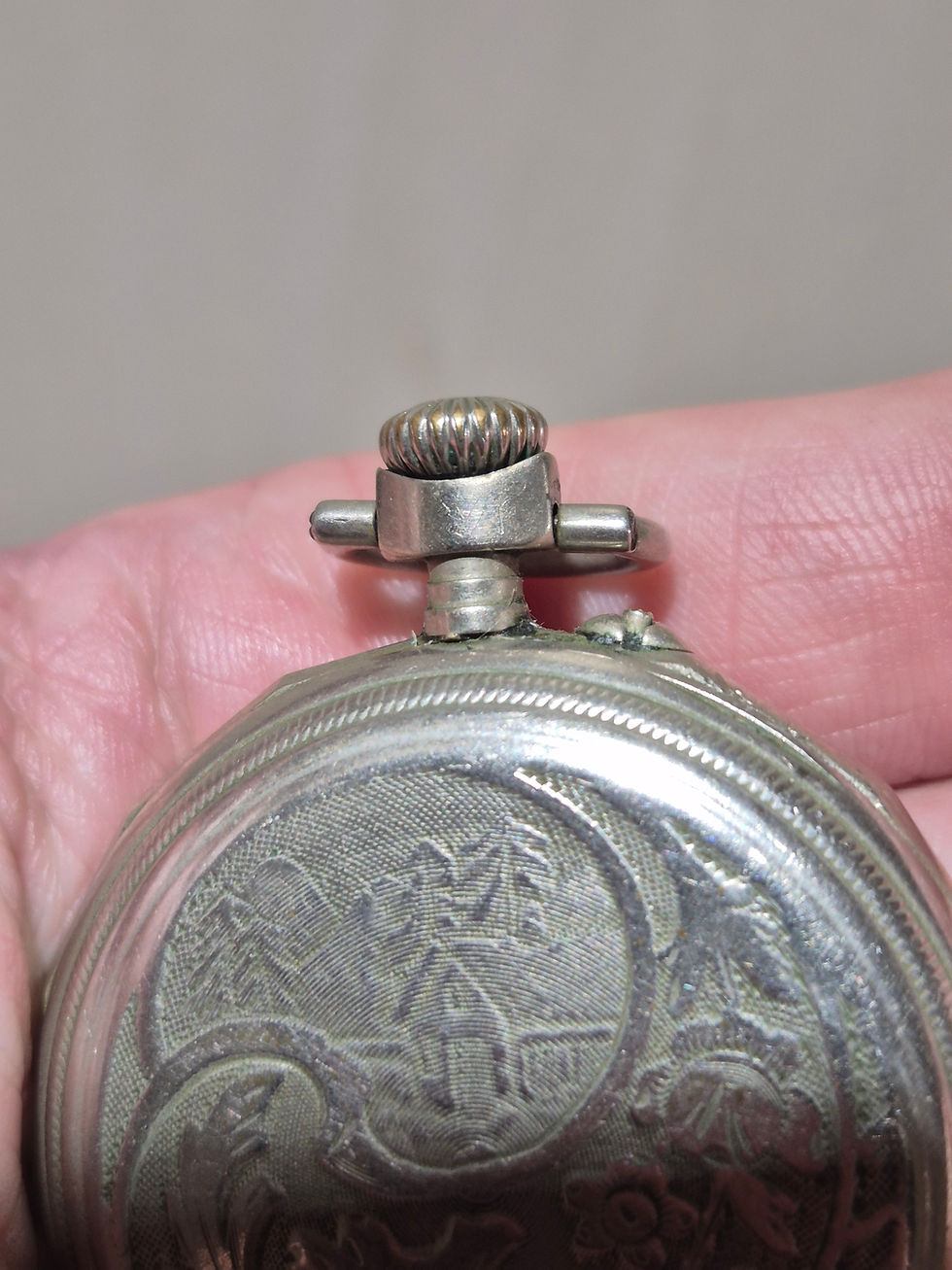 Thumbnail: Montre A Gousset Ancienne Argent Massif Cadran Émaillé