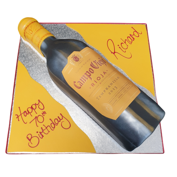 Bespoke Campo Viejo Rioja cake with intricate grapevine design, perfect for celebration in Solihull, West Midlands.