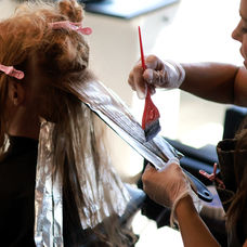 hair color brush applying lightener