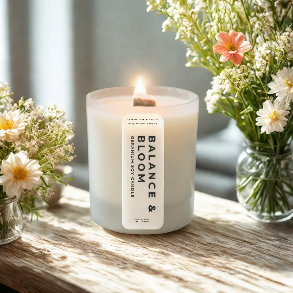 Sheffield Skincare Balance & Bloom Soy Wax Essential Oil Candle (90ml) - Vegan