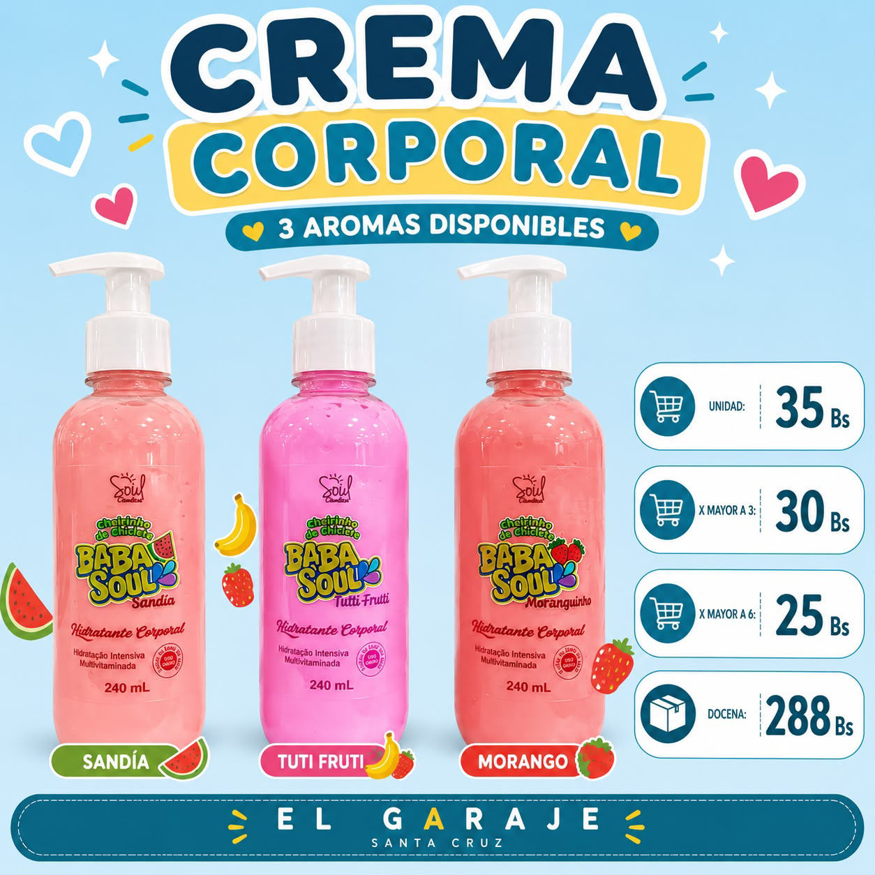 Crema corporal chicle