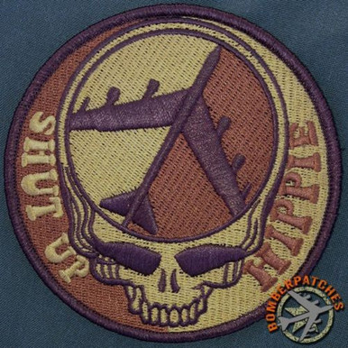 Dead Head Shut Up Hippie B-52 Morale Patch, Desert Subdued