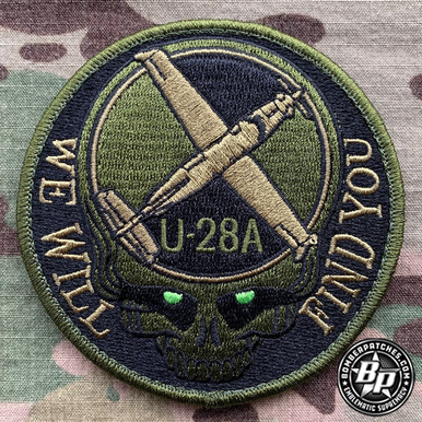 U-28A "We Will Find You" Patch, Black &amp; Dark Green Subdued