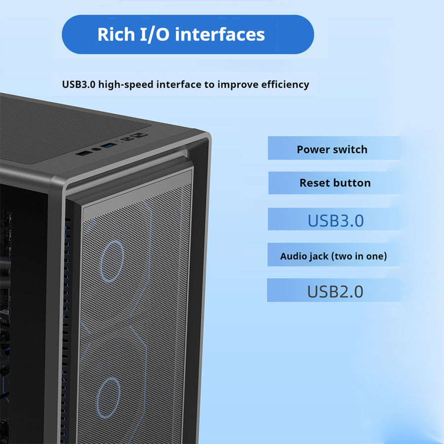 Thumbnail: Power Train Zhenjie G2 MATX PC case Iron-network cooling panel Single-side side 