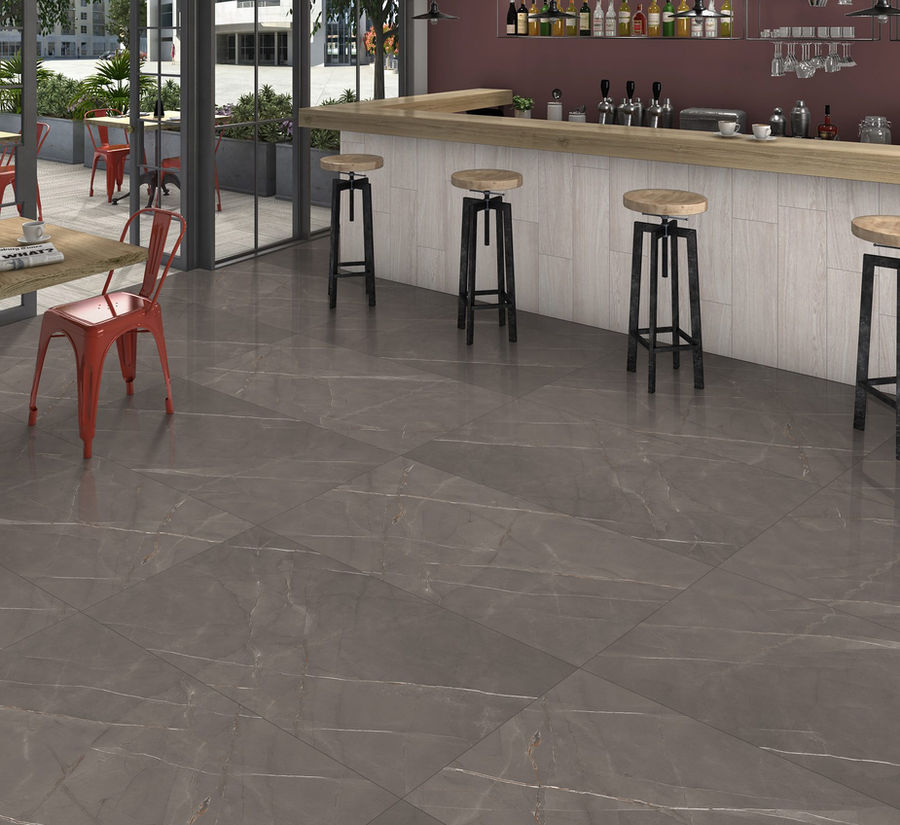 Armani Lorial Nero 600 x 1200 mm glossy tile shown in a room