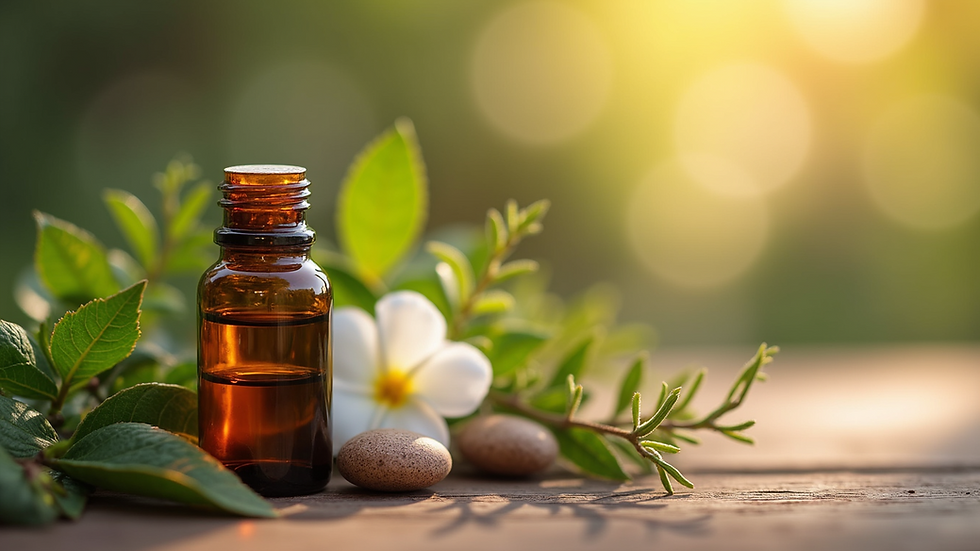 Close-up view of aromatic essential oils for relaxing