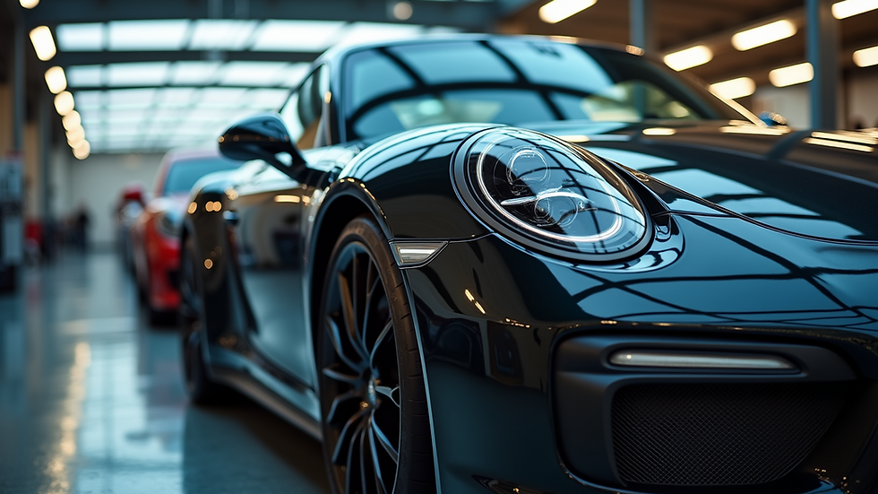 Close-up view of a shiny car after detailing