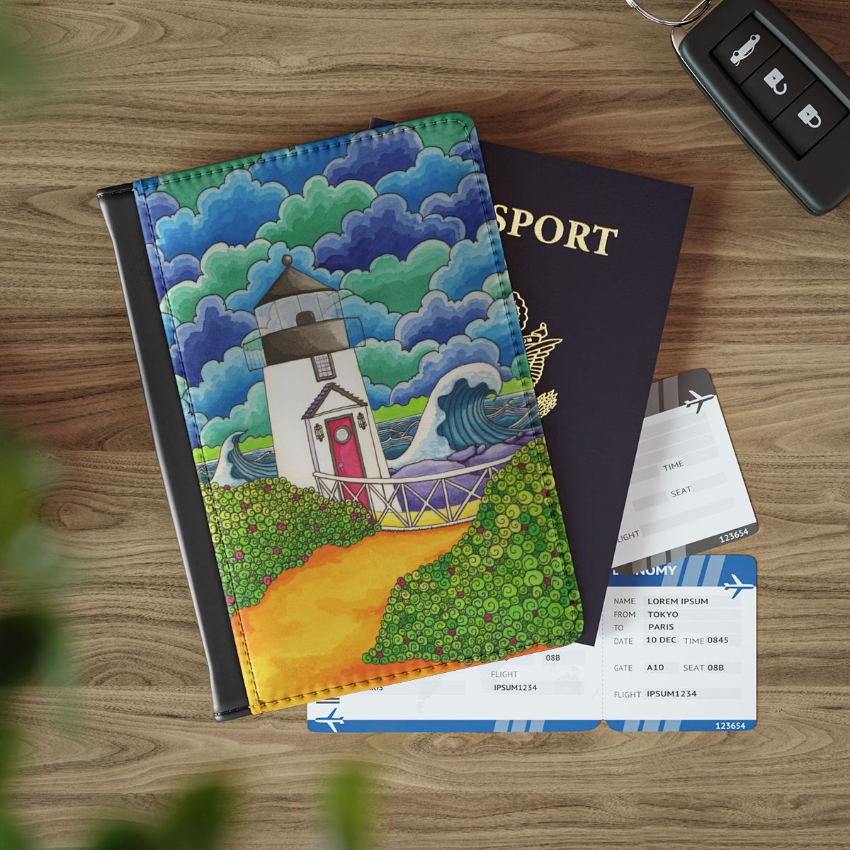 THE WANDERER PASSPORT SAFE / HOLDER - “Martha’s Vineyard Lighthouse”