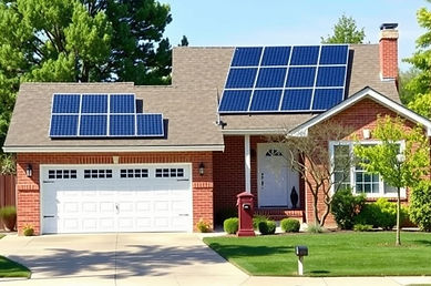 Street full view of ranch style home with solar panels.jpg