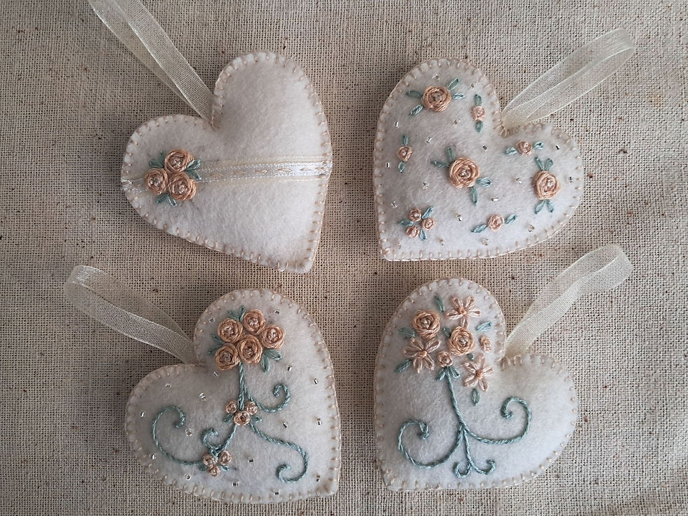 embroidered felt hearts