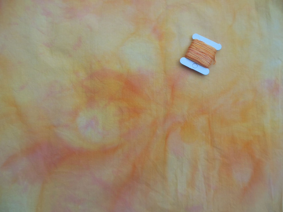 Drain pipe resist fabric dyeing sample for city and guilds hand embroidery.