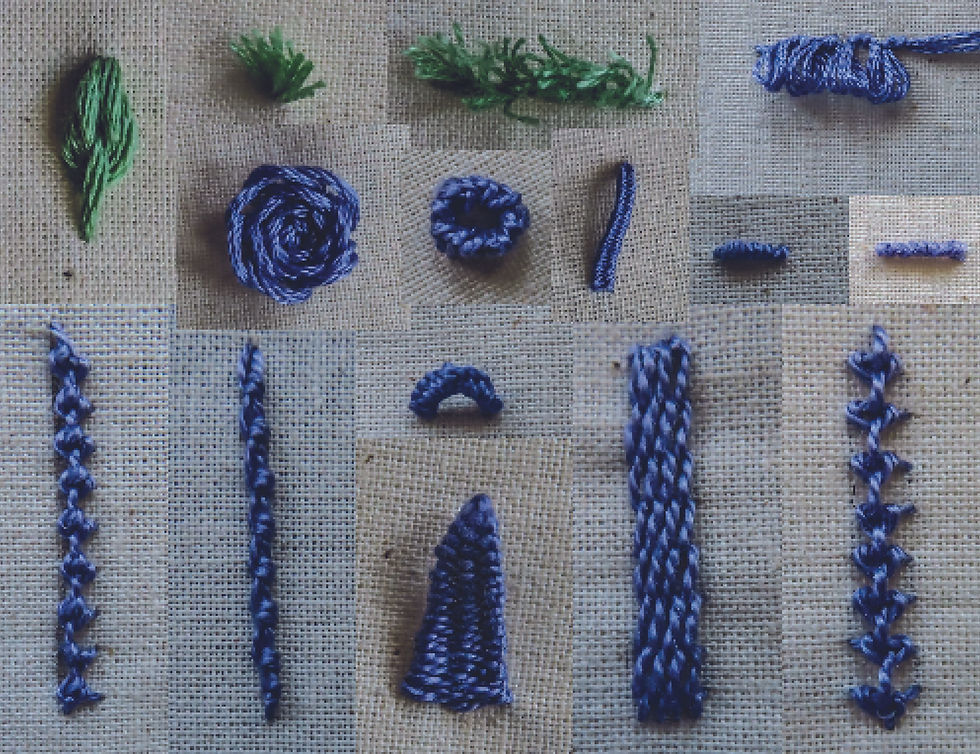 15 raised hand embroidery stitches