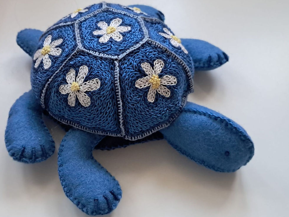 Hand embroidered felt tortoise