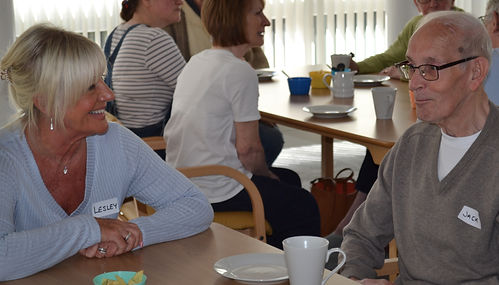 Lesley and Jack have a laugh while Laura and Lynne (background) chat to others in the grou