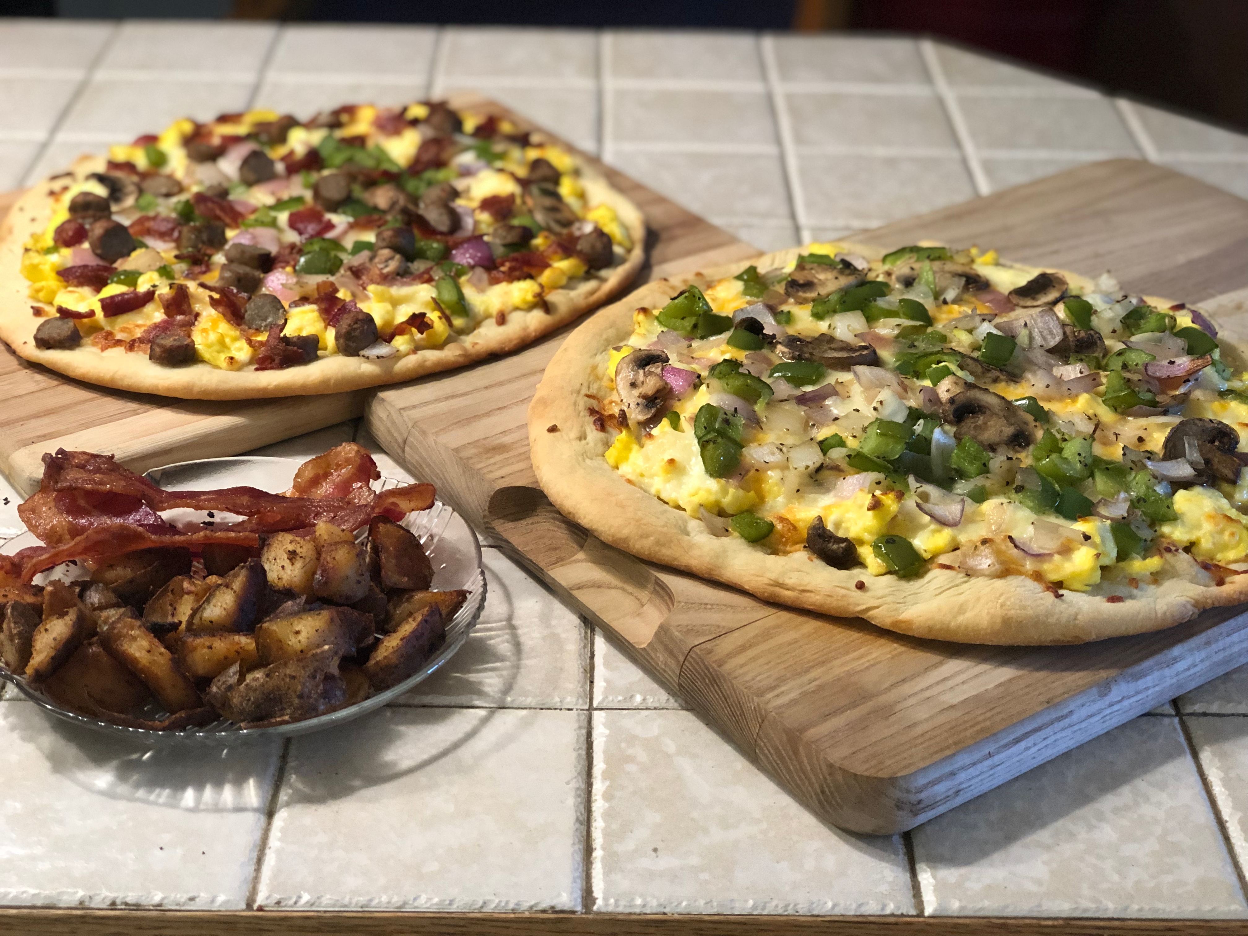Breakfast pizzas