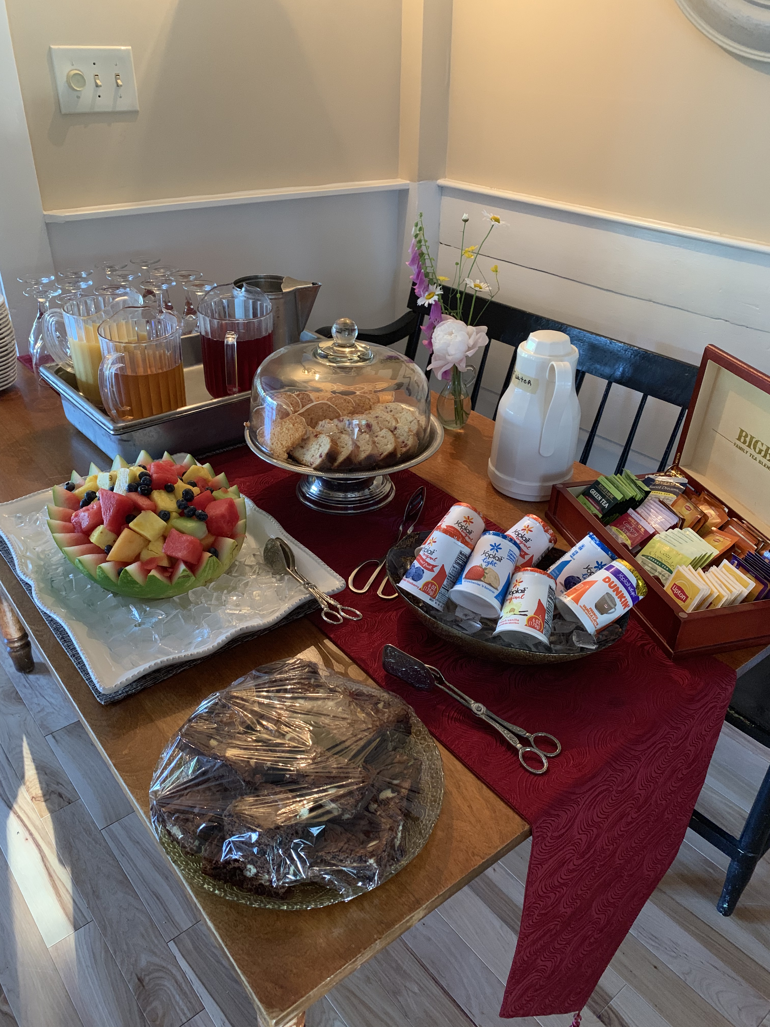 Fruits and fresh-baked breads