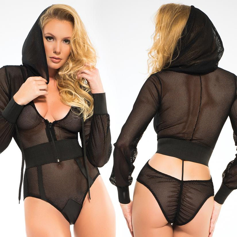 AL1021-30-1 Adore Chloe Fishnet Bodysuit w/ Hoody