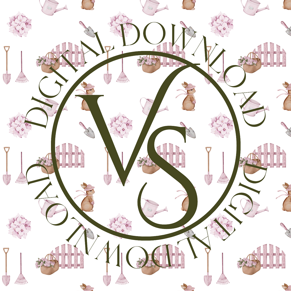 Bunny spring garden digital edible icing sheet