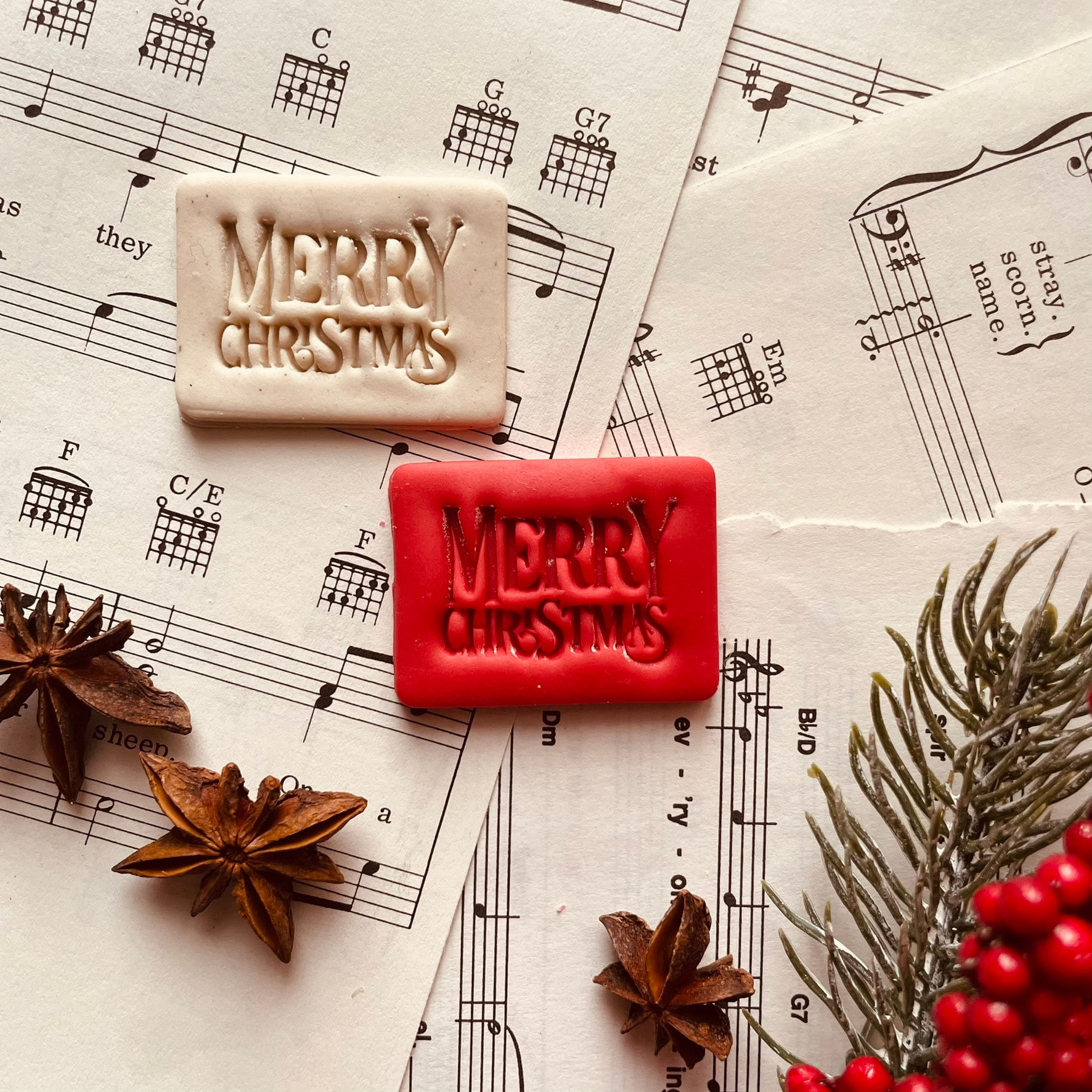 Merry Christmas Kentish Impression Motif Cookie Stamp