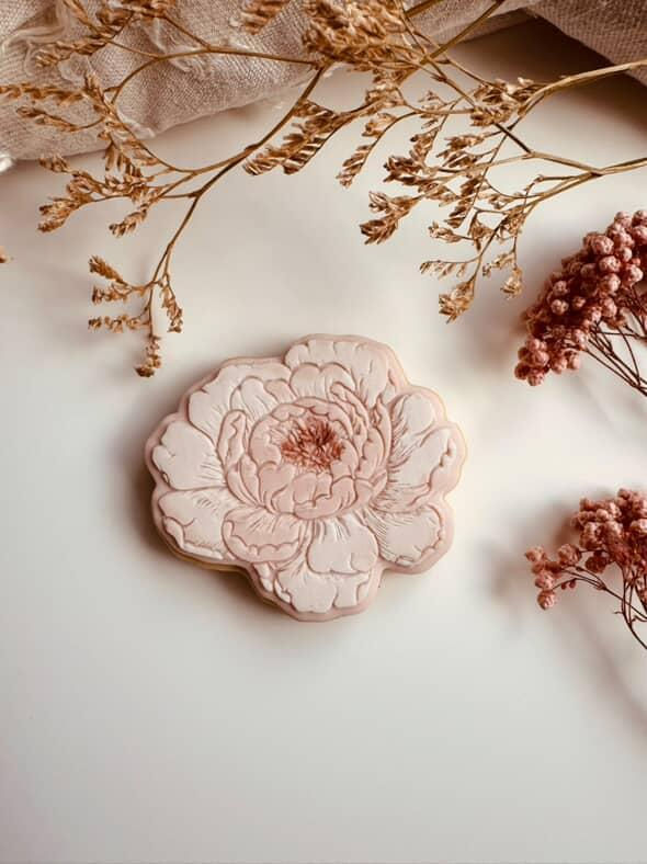 Thumbnail: Medium Peony flower cookie stamp and cutter set