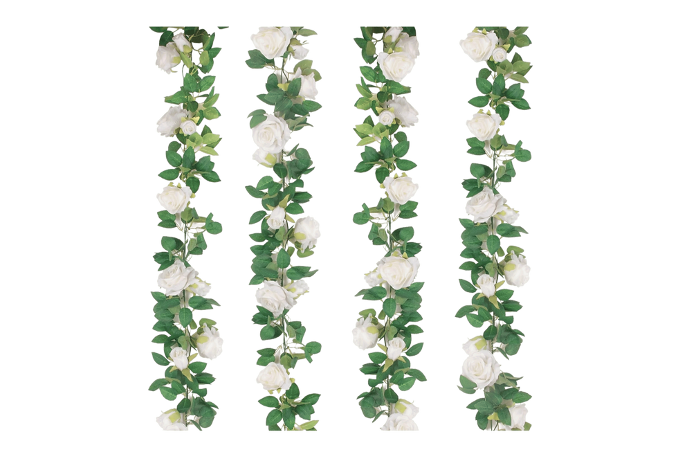 white roses garland