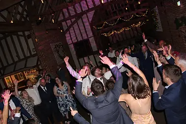 Hands in the air wedding dancefloor, Haughley Park Barn